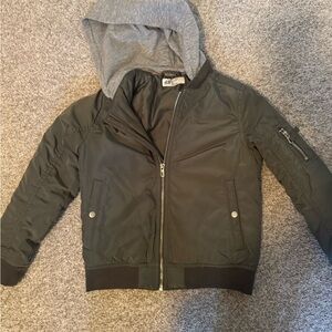 H&M Kids Olive Green Puffer Jacket with Gray Hood